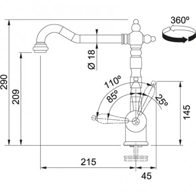 Franke Particolare Old England clasic robinet de bucătărie cromat 115.0060.360