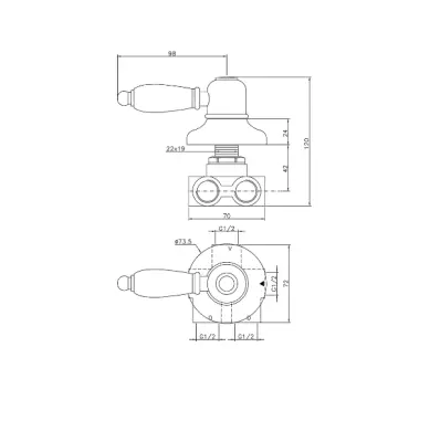 Huber Croisette Robinet cu supapă de trecere Crom 1/2 CS00027021