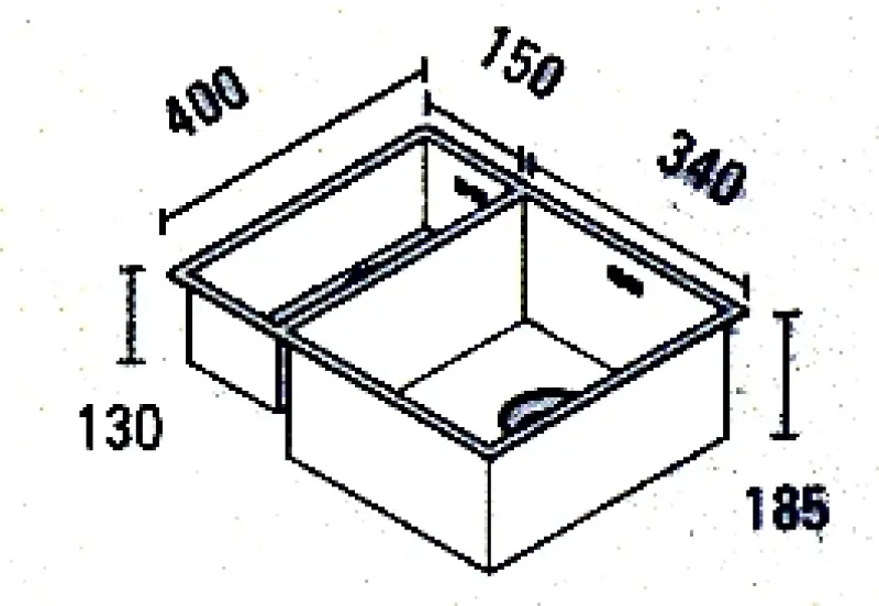 ABK Baronga chiuvetă de o cuvă și jumatate 1,5 chiuvetă din oțel inoxidabil 15x40+34x40 cm montaj la nivel sub blat și deasupra BAR1534FVI