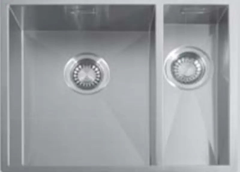 ABK Baronga chiuvetă de o cuvă și jumătate 1,5din oțel inoxidabil 34x40+15x40 cm montaj la nivel sub blat și la suprafață BAR3415FVI