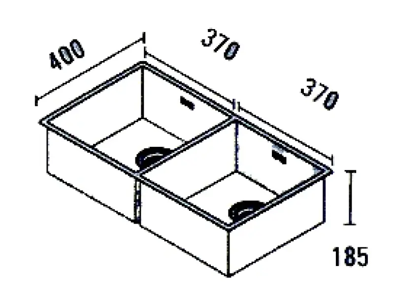 ABK  Baronga chiuvetă dublă mare din oțel inoxidabil 37x40+37x40 cm montaj la nivel sub blat și la suprafață BAR3737FVI