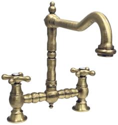 PB Robinet de bucătărie nostalgică cu pod de bronz, duză unghiulară și mânere în formă de stea PBN.BRO.H.ST