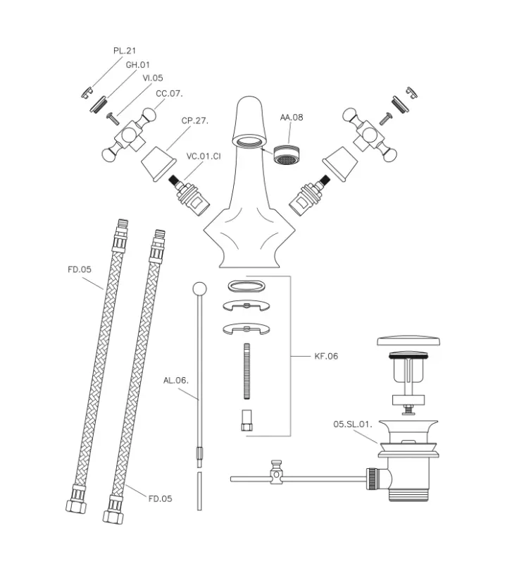 Robinetul de baie Huber Victorian, culoare aurie, VT0005102G