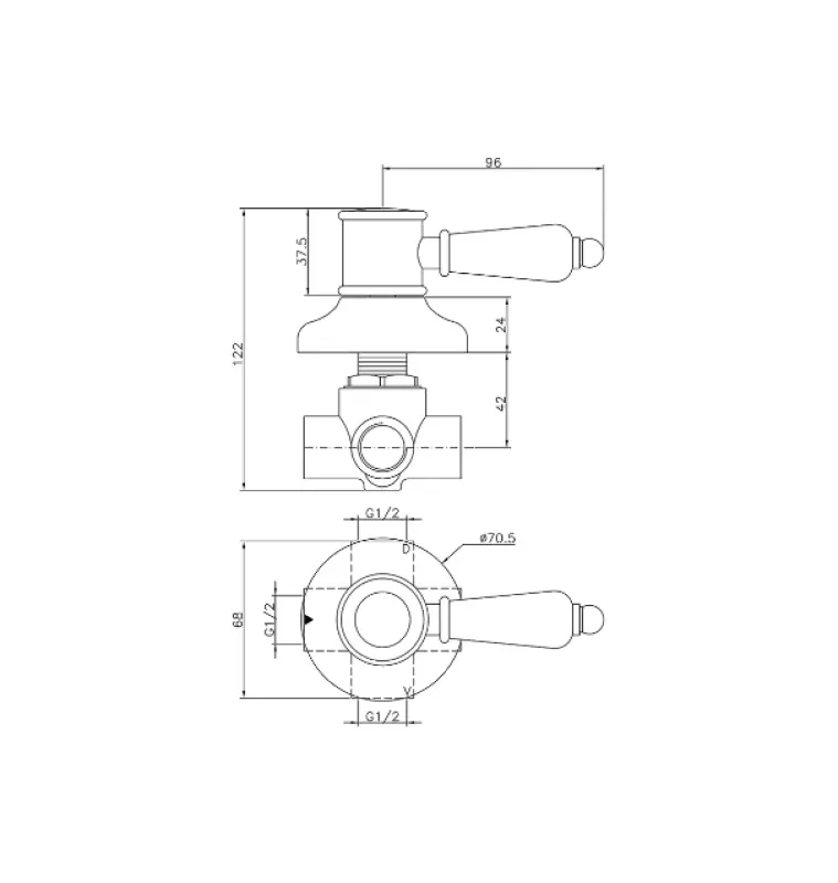 Huber Victorian 2 cale Comutator RVS 653.VT01H.NS