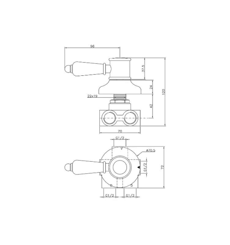 Huber Victorian 3 cale Comutator de Aur VT0002702G