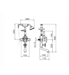 Robineta termostatică de baie Huber Victorian cu set de duș Crom-Auriu 198.VT01H.CA