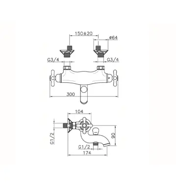 Robineta termostat pentru baie Huber Croisette, bronz, CST2701027.