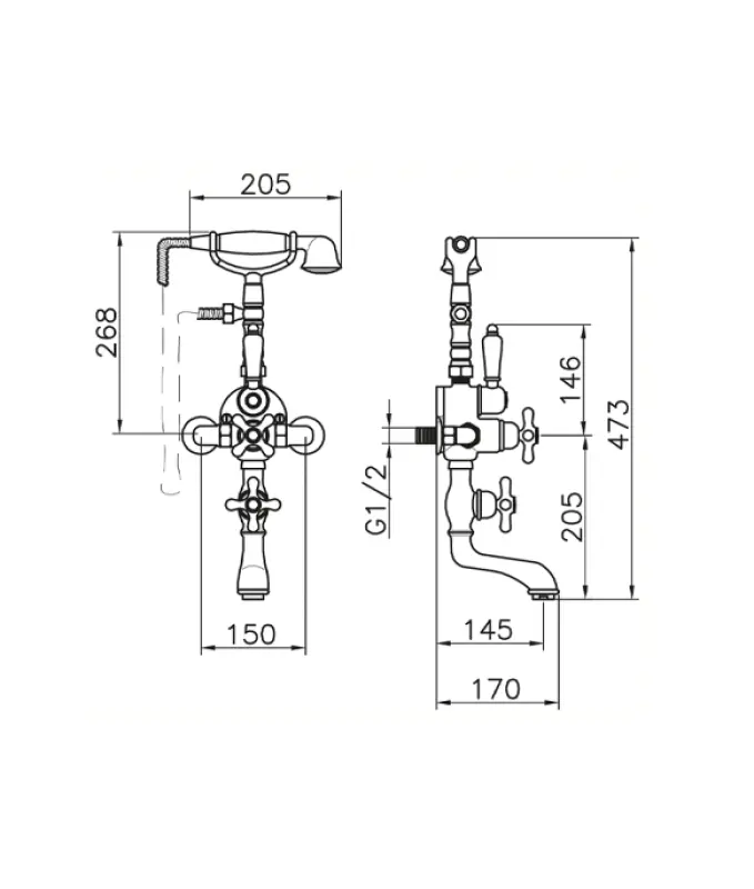 Huber Croisette Robinet de baignoire avec thermostat Bronze 198.CS01H.BA