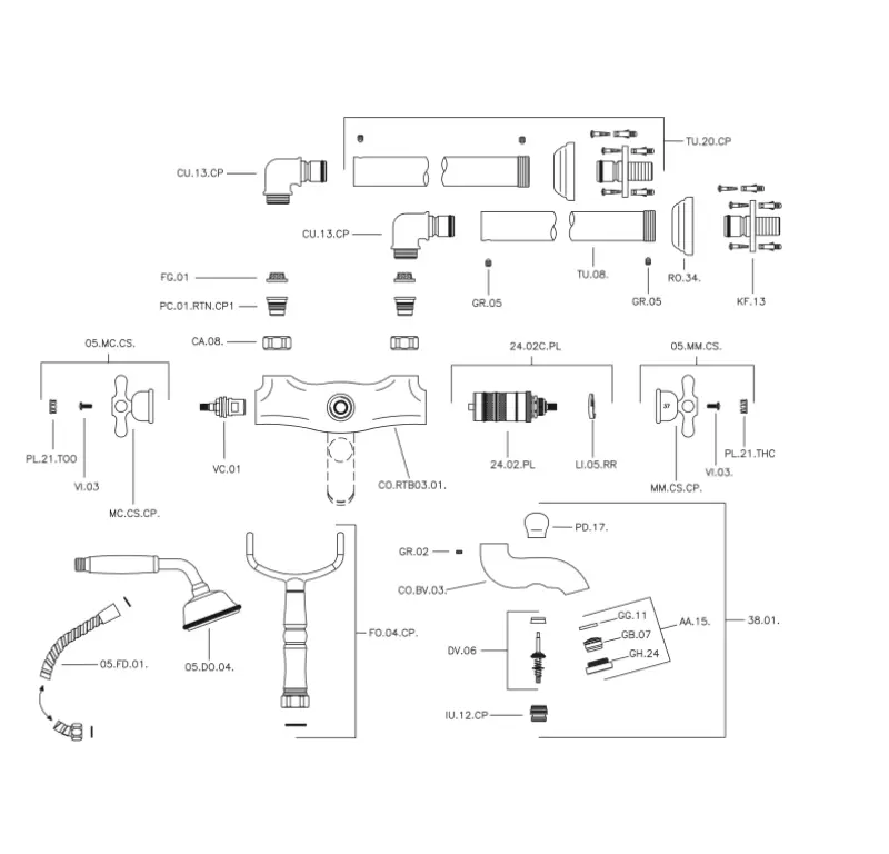 Robineta de baie pentru cada Huber Croisette pe stâlp, bronz CST3901027