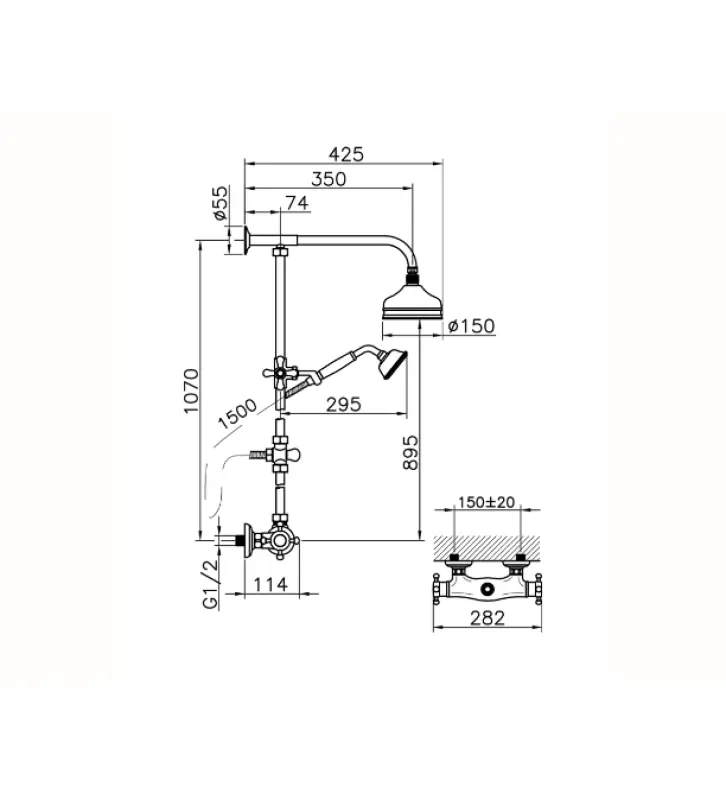 Huber Victorian Set de duș termostatic 15cm Bronz 390.VT01H.BA