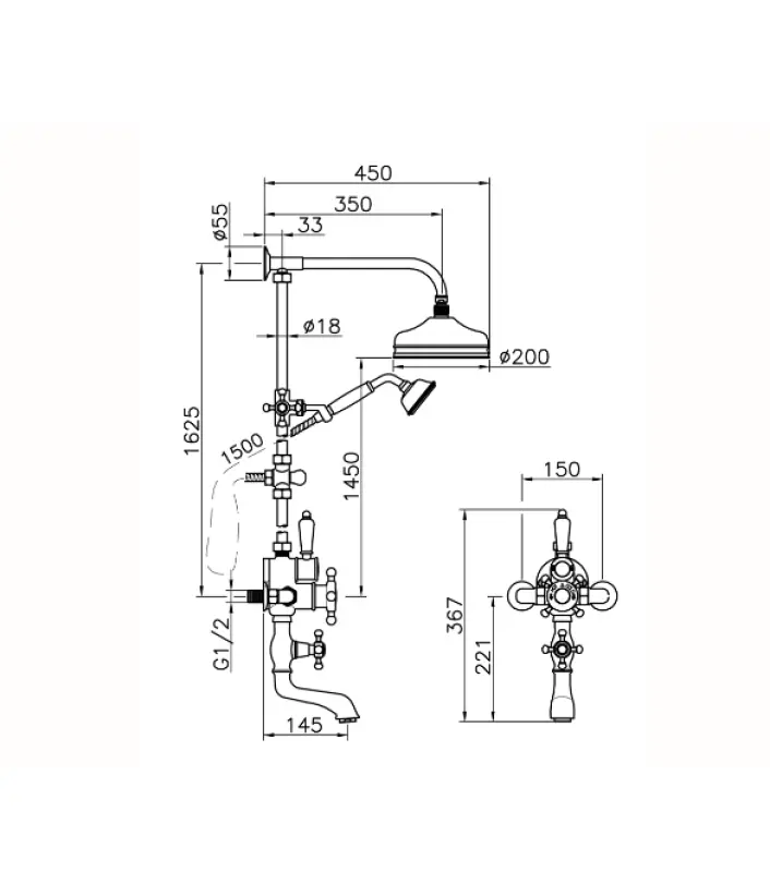 Setul de duș termo Victorian Huber Bronz 592.VT21H.BA