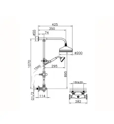Setul de duș termostatic Huber Victorian RVS 390.VT21H.AC