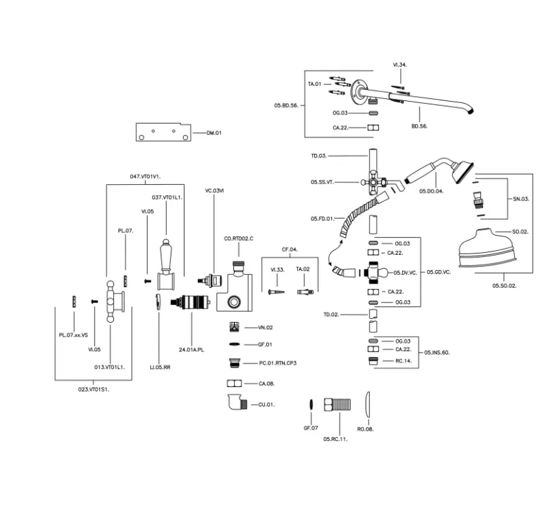 Huber Victorian Set de duș termostatic de 20 cm, culoare aurie 590.VT21H.AG