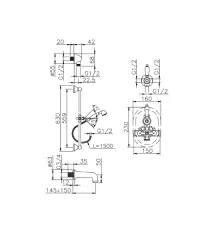 Huber Croisette Set de duș/baie termostatică încorporată Bronz 914.CS01H.BA