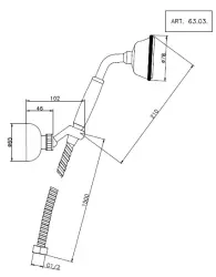 Duș de mână Huber Victorian cu cârlig de agățare și furtun de duș din oțel inoxidabil RVS 63.03H.AC