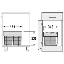 Hailo Tandem S 3 Coș de gunoi 1x18+2x8,5 ltr 1153449232
