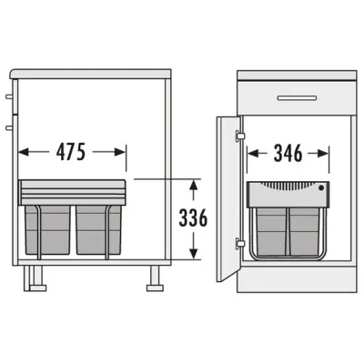 Hailo Tandem S 3 Coș de gunoi 1x18+2x8,5 ltr 1153449232
