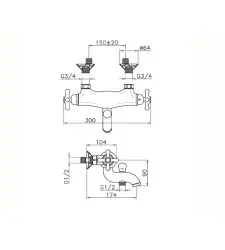 Huber Croisette Robinet termostat pentru baie Crom/Aur CST270107G