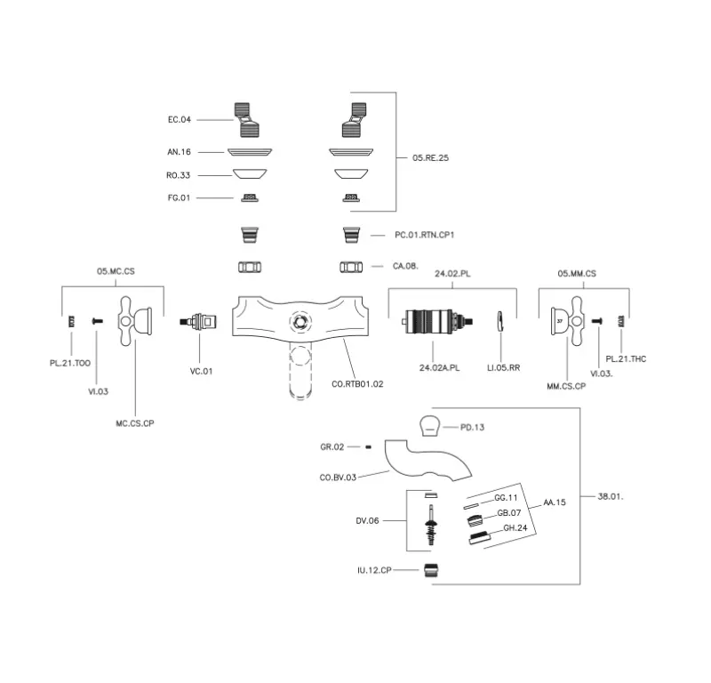 Huber Croisette Robinet termostat pentru baie, aur CST270102G