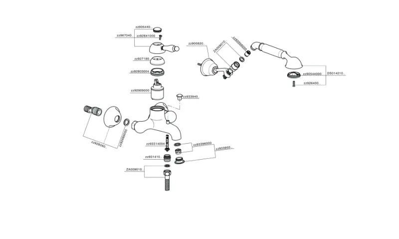 Huber Croisette Robinet de baignoire avec ensemble de douche à main Chrome CM00012021