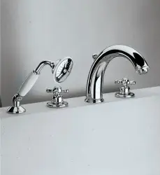 Robinetul de margine pentru cada cu 4 găuri, termostatic, Huber Croisette, crom/aur CST760107G
