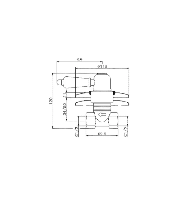 Huber Croisette Robinet de blocare încorporat, aur CS0003102G.