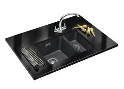 Franke Sirius 2 S2D 160 unu și jumătate 1,5 chiuvetă neagră din plastic 53,5x41cm submontare 125.0252.215