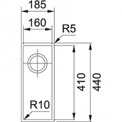 Franke Sirius 2 S2D 110.16 chiuvetă mică de plastic albă 16x41cm de sub blat 125.0252.233