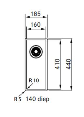 Franke Sirius 2 S2D 110.16 chiuvetă neagră din plastic 16x41cm sub blat 125.0252.231