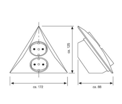 Priza unghiulară de bucătărie cu două mufe din plastic, aspect aluminiu VHL2ST 1156279872.