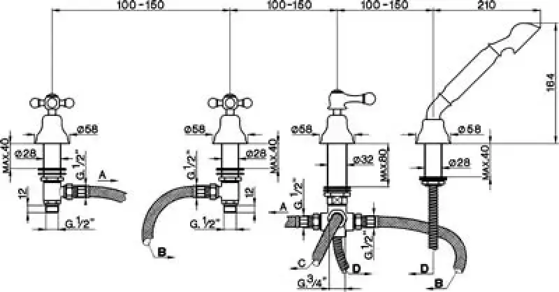 Traducere în română a textului dat: Robinet de baie Cisal Arcana Ceramic cu 4 găuri, montaj pe marginea băii, crom AC00029021.