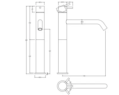 Waterevolution Flow robinet pentru chiuvetă cu gura de scurgere înaltă pentru lavoare, incluzând dop cu clic, crom T11501