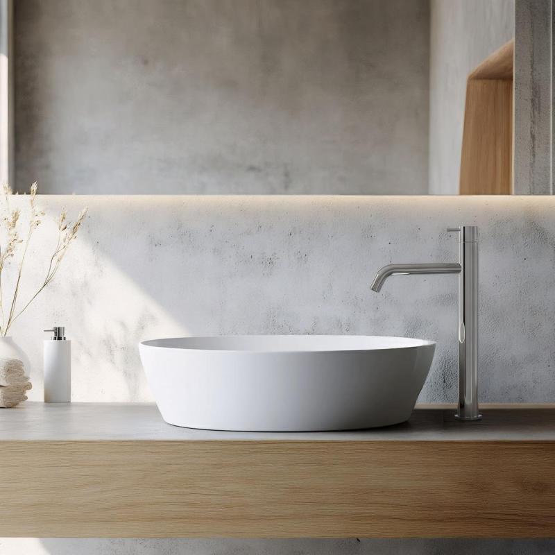 Waterevolution Flow robinet pentru chiuvetă cu gura de scurgere înaltă pentru lavoare, incluzând dop cu clic, crom T11501