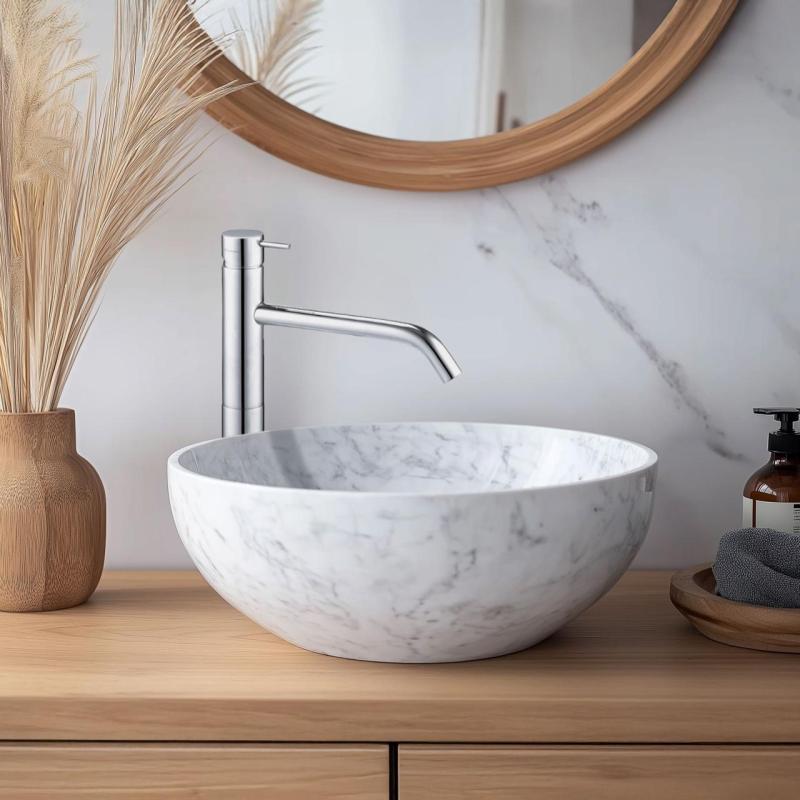 Waterevolution Flow robinet pentru chiuvetă cu gura de scurgere înaltă pentru lavoare, incluzând dop cu clic, crom T11501