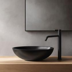 Robinetul de baie Waterevolution Flow pentru chiuvete înalte pentru chiuvete, inclusiv scurgere cu clic, negru mat T115PR.