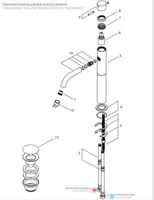 Robinetul de baie Waterevolution Flow pentru chiuvete înalte pentru chiuvete, inclusiv scurgere cu clic, negru mat T115PR.