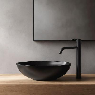 Robinetul de baie Waterevolution Flow pentru chiuvete înalte pentru chiuvete, inclusiv scurgere cu clic, negru mat T115PR.