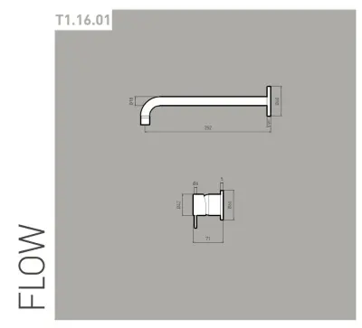 Waterevolution Flow baterie de chiuvetă încastrată cromată cu gura de scurgere de 25 cm T116B01-25