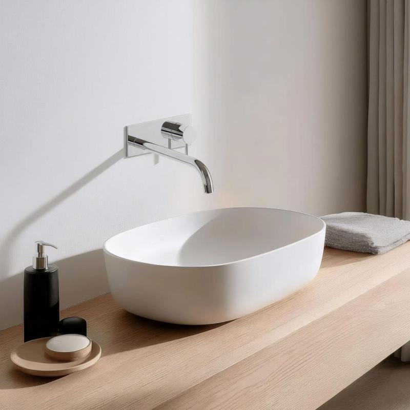 Robinetele de baie încorporate Waterevolution Flow cu placă de acoperire cromată și gură de 25 cm T1161B01-25.