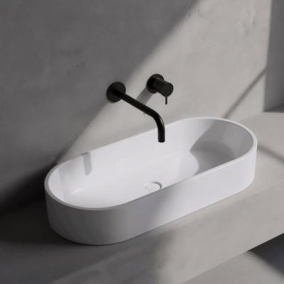 Waterevolution Flow baterie de chiuvetă încastrată, negru mat, cu gura de scurgere de 25 cm T116BPR-25