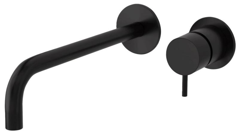 Waterevolution Flow baterie de chiuvetă încastrată, negru mat, cu gura de scurgere de 25 cm T116BPR-25