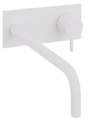 Robinetul de baie încorporat Waterevolution Flow, cu placă de acoperire, alb mat, cu gură de 25 cm, T1161BBR-25.