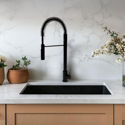 Waterevolution Flow Robinet de bucătărie semiprofesional cu finisaj mat negru cu coloană și arc T157PR