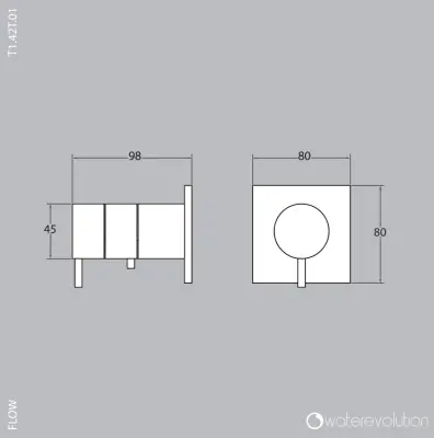 Waterevolution Flow termostat pentru dușul încorporat cu rozetă pătrată cromată T142TB01