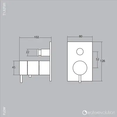 Waterevolution Flow termostat de duș încorporat cu 2 ieșiri crom T132TB01