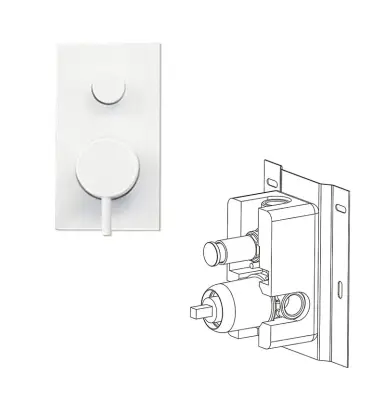 Waterevolution Flow termostatul de duș încorporat cu 2 ieșiri, culoare alb mat T132TBBR