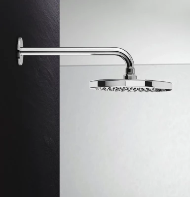 Dușul principal Waterevolution Flow cu diametrul de 200mm, cu conexiune la perete, cromat T164101.
