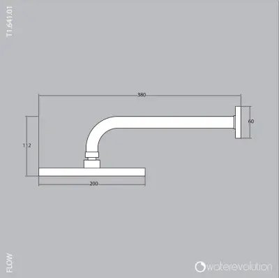 Dușul principal Waterevolution Flow cu diametrul de 200mm, cu conexiune la perete, cromat T164101.