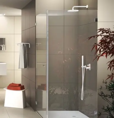 Duș de tavan Waterevolution Flow, cu diametrul de 200 mm, cu conexiune la perete, culoare alb mat T1641BR.