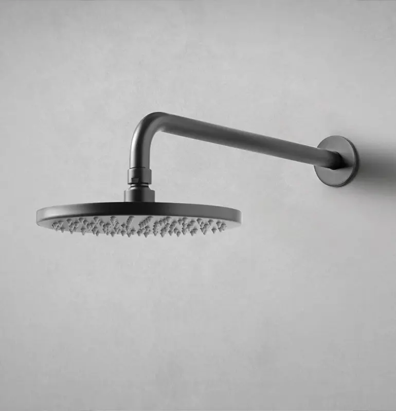 Waterevolution Flow cap de duș 200 mm cu racord de perete negru mat T1641PR